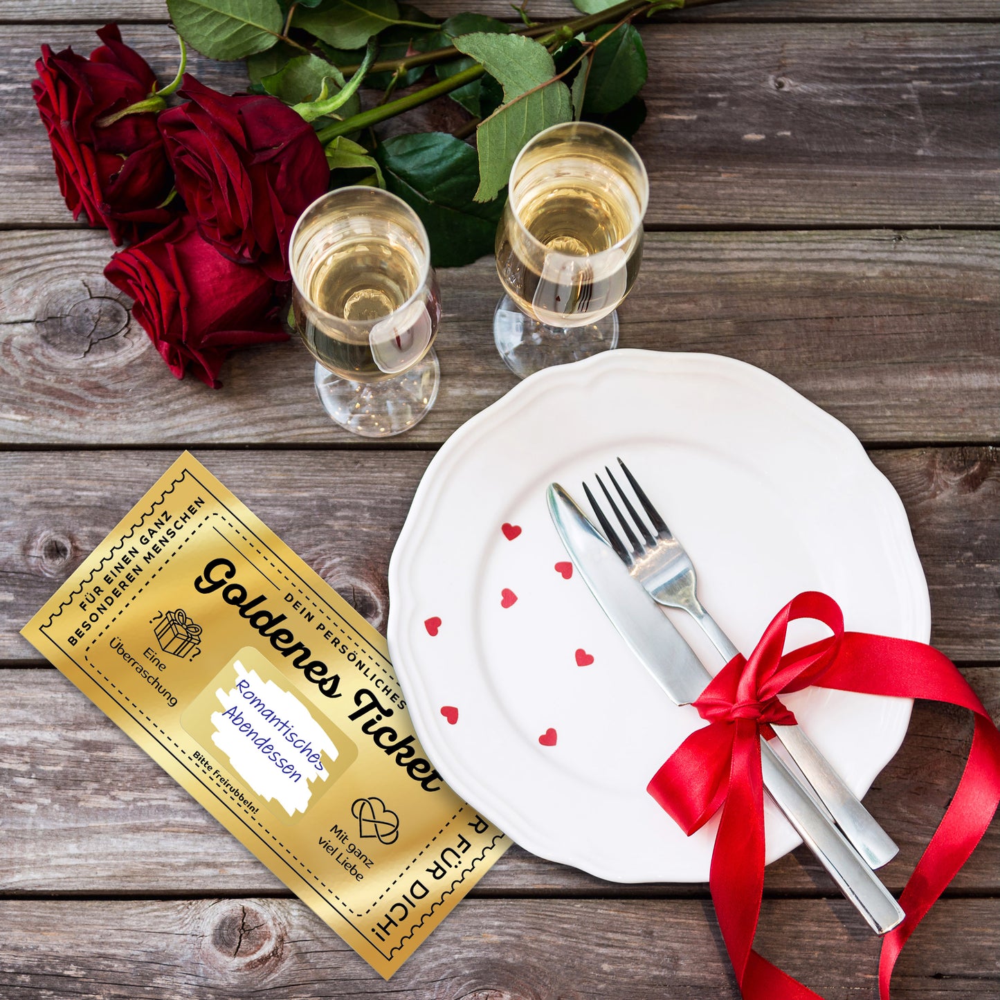 Das GOLDENE TICKET: Gutschein Karte zum selber ausfüllen mit Rubbelaufkleber
